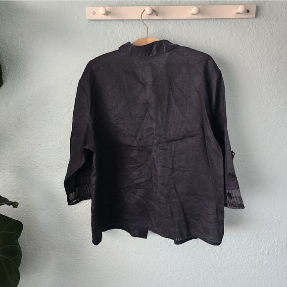 Jordan 100% linen embellish button front blouse - Picture 5 of 9